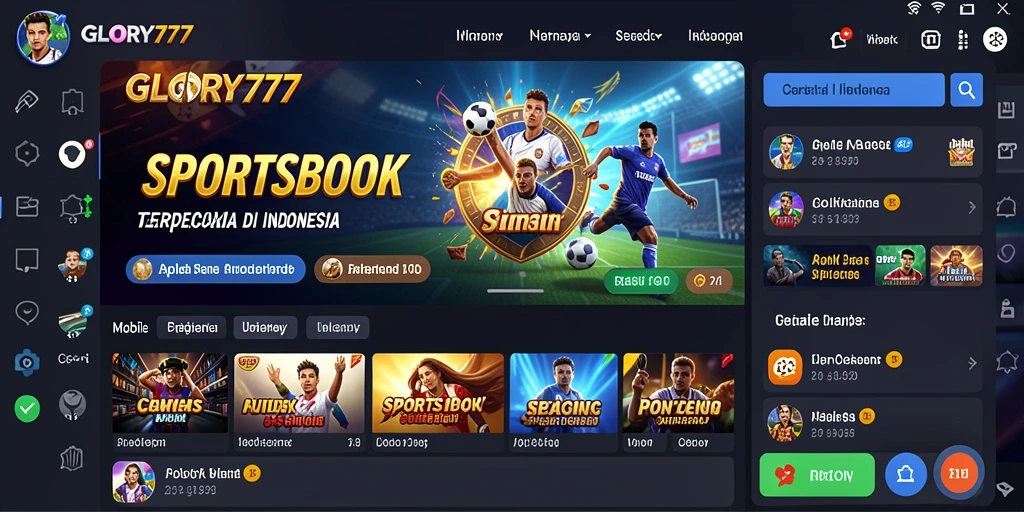 Tampilan antarmuka menarik serta fitur taruhan langsung pada GLORY777.
