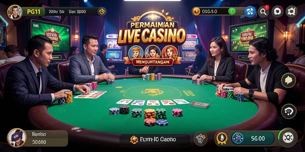 Tampilan gameplay Live Casino yang menarik dan interaktif dari PG11.