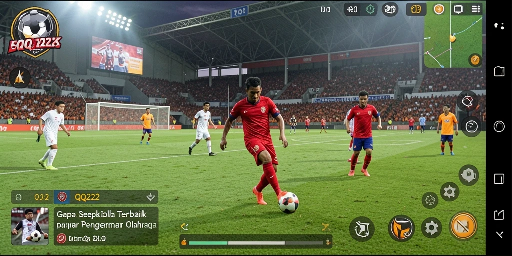 Tampilan gameplay QQ222 dengan aksi sepak bola yang menegangkan.
